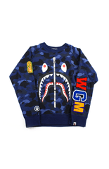 Col ras du cou Bape bleu camouflage Shark Face