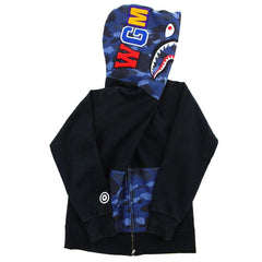 Sweat à capuche Bape Blue Camo Shark Face noir