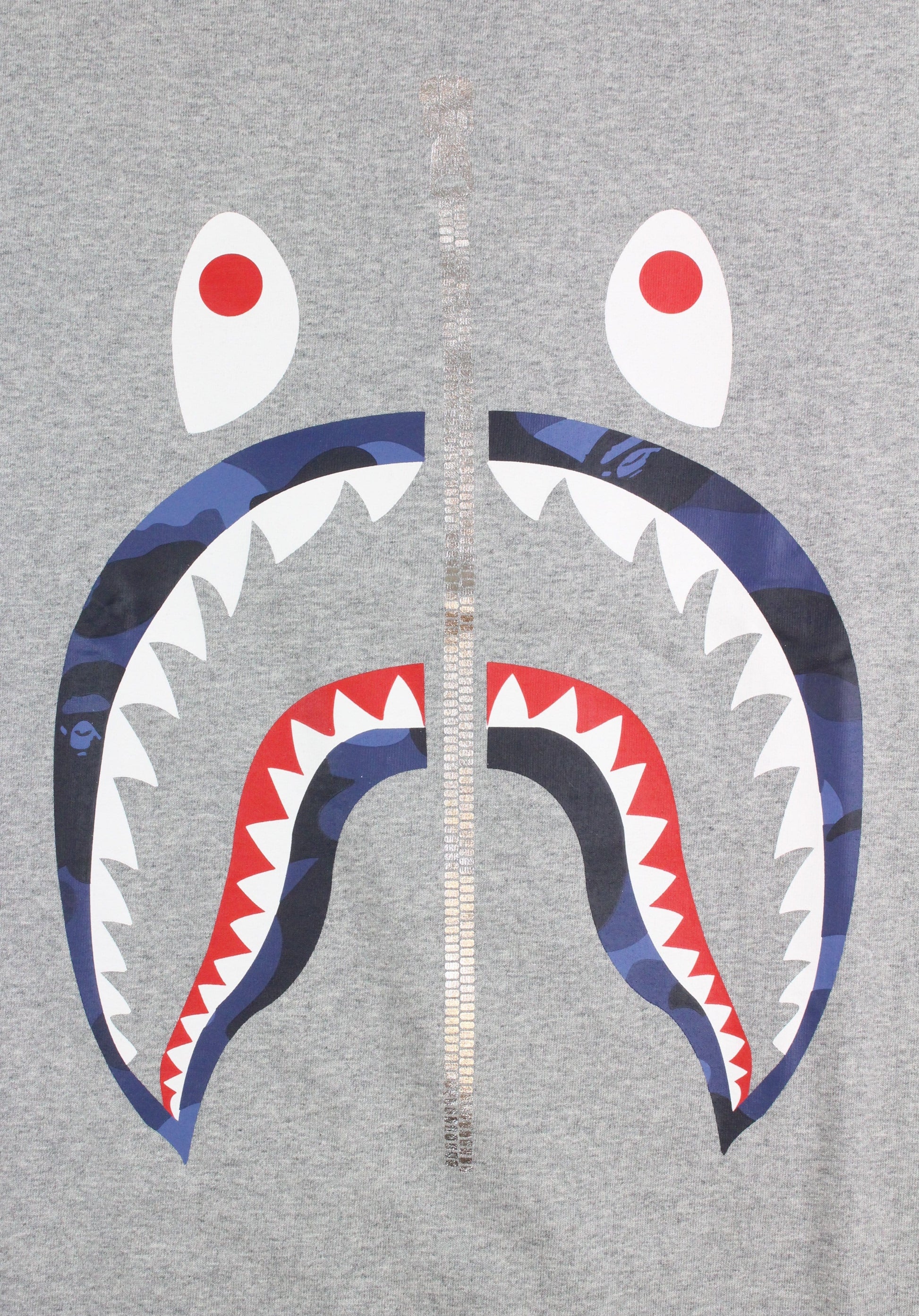 Bape Blue Camo Shark Face Tee Grey - SaruGeneral