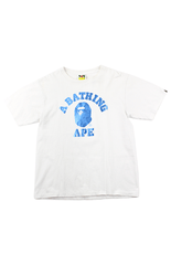 Bape Blue Foil College Logo Tee White