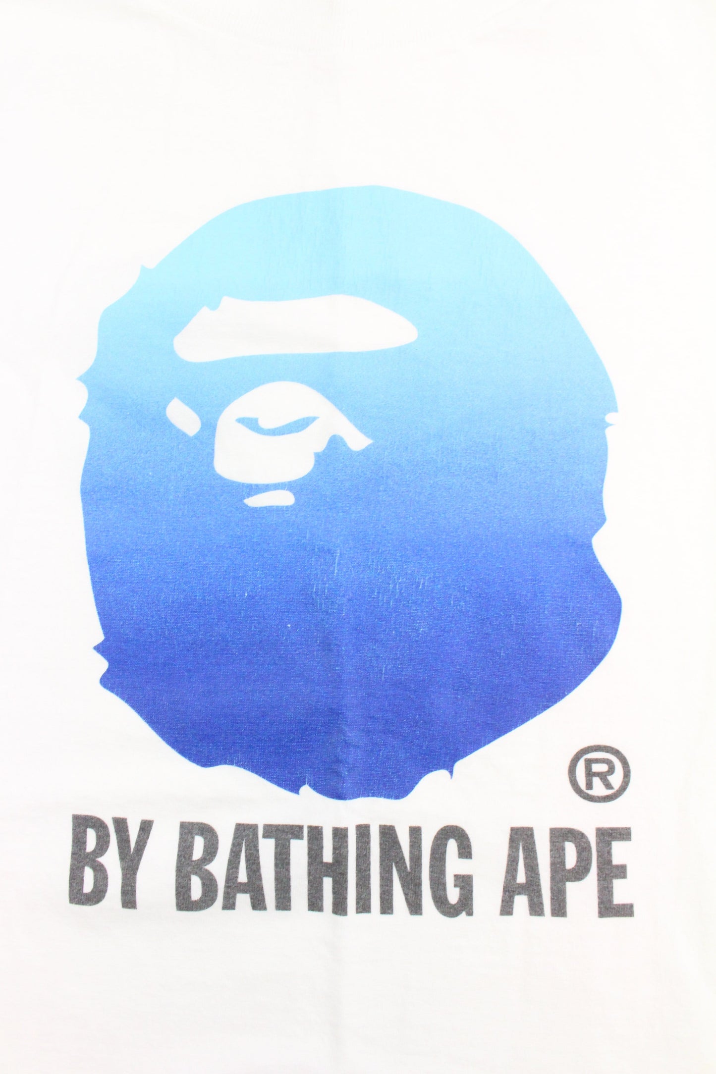 Bape Blue Gradient Big Ape Logo Tee White - SaruGeneral