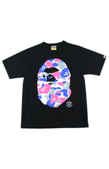 Bape Blue Pink Camo Angry face Big Ape Logo Tee Black