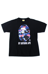Bape Blue Pink Camo Big Ape Logo Tee Black