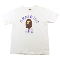 Bape Blue & Pink Camo College Logo Tee White