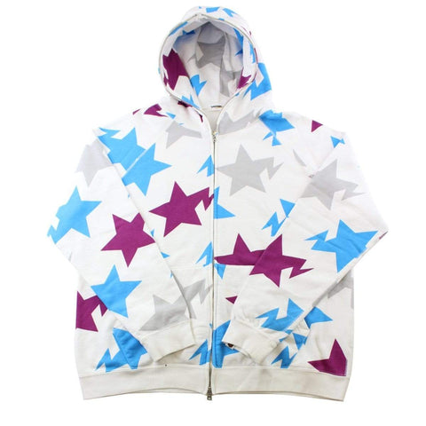 Sweat à capuche imprimé Bapesta bleu et violet, blanc