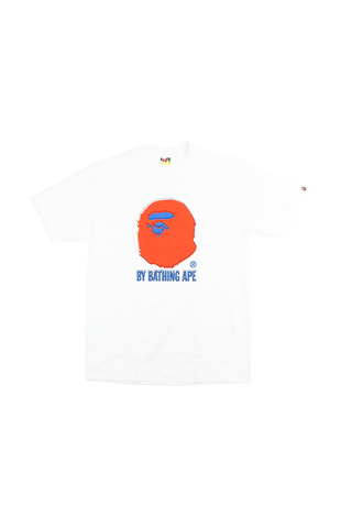 T-shirt Bape bleu et rouge avec logo Big Ape superposé blanc