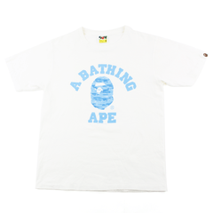 Bape Blue Water Camo College Logo Tee White