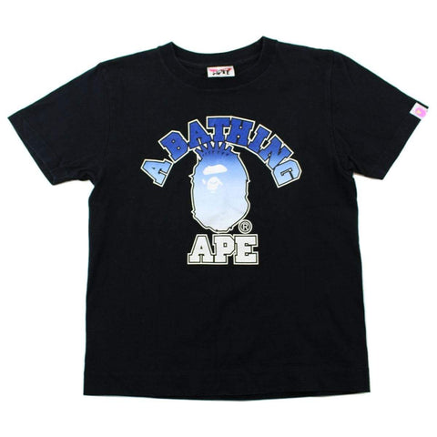 T-shirt Bape bleu blanc dégradé avec logo NYC College noir