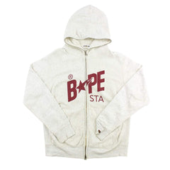 Bape Burgundy Bapesta Logo Full Zip Gris