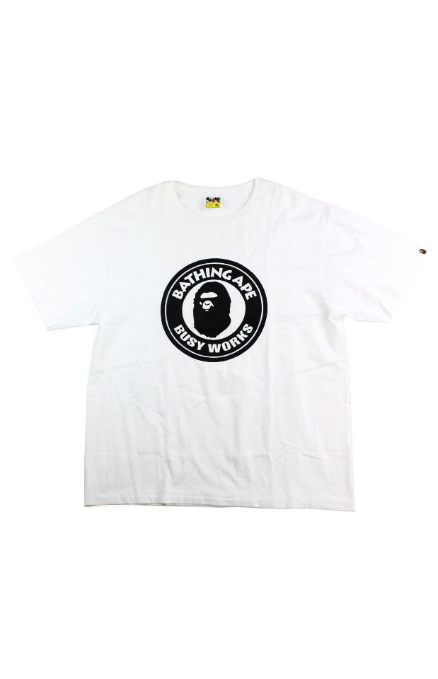 Bape Busy Works Circle Logo Tee White - SaruGeneral