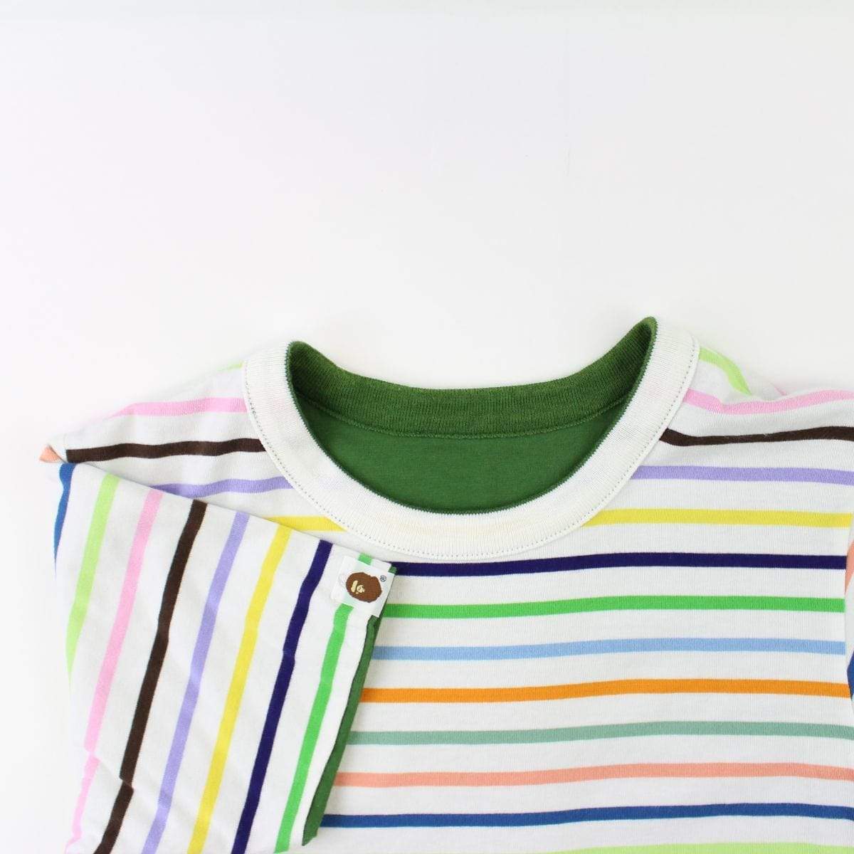 Bape Busy Works Reversible stripe Tee Green - SaruGeneral