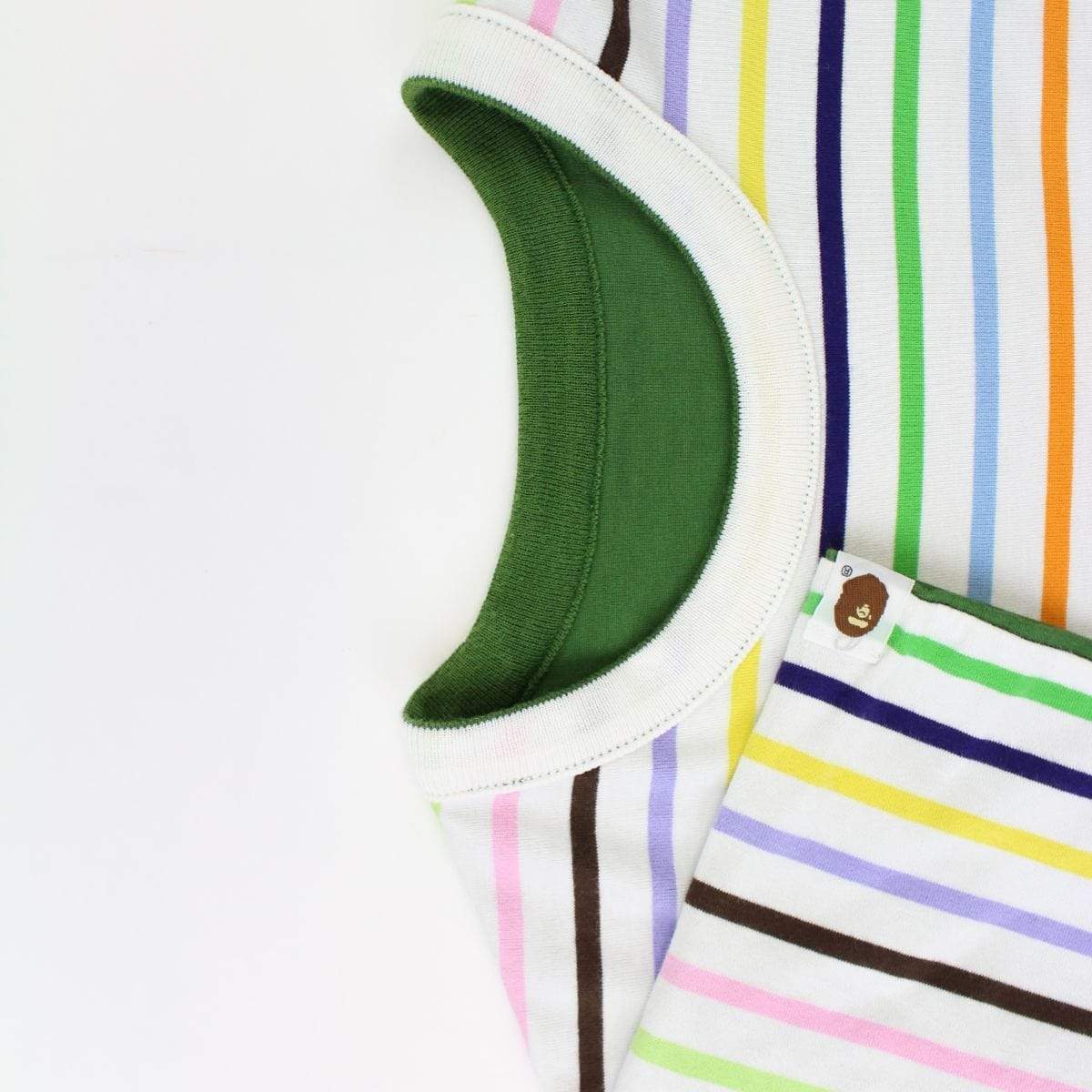 Bape Busy Works Reversible stripe Tee Green - SaruGeneral