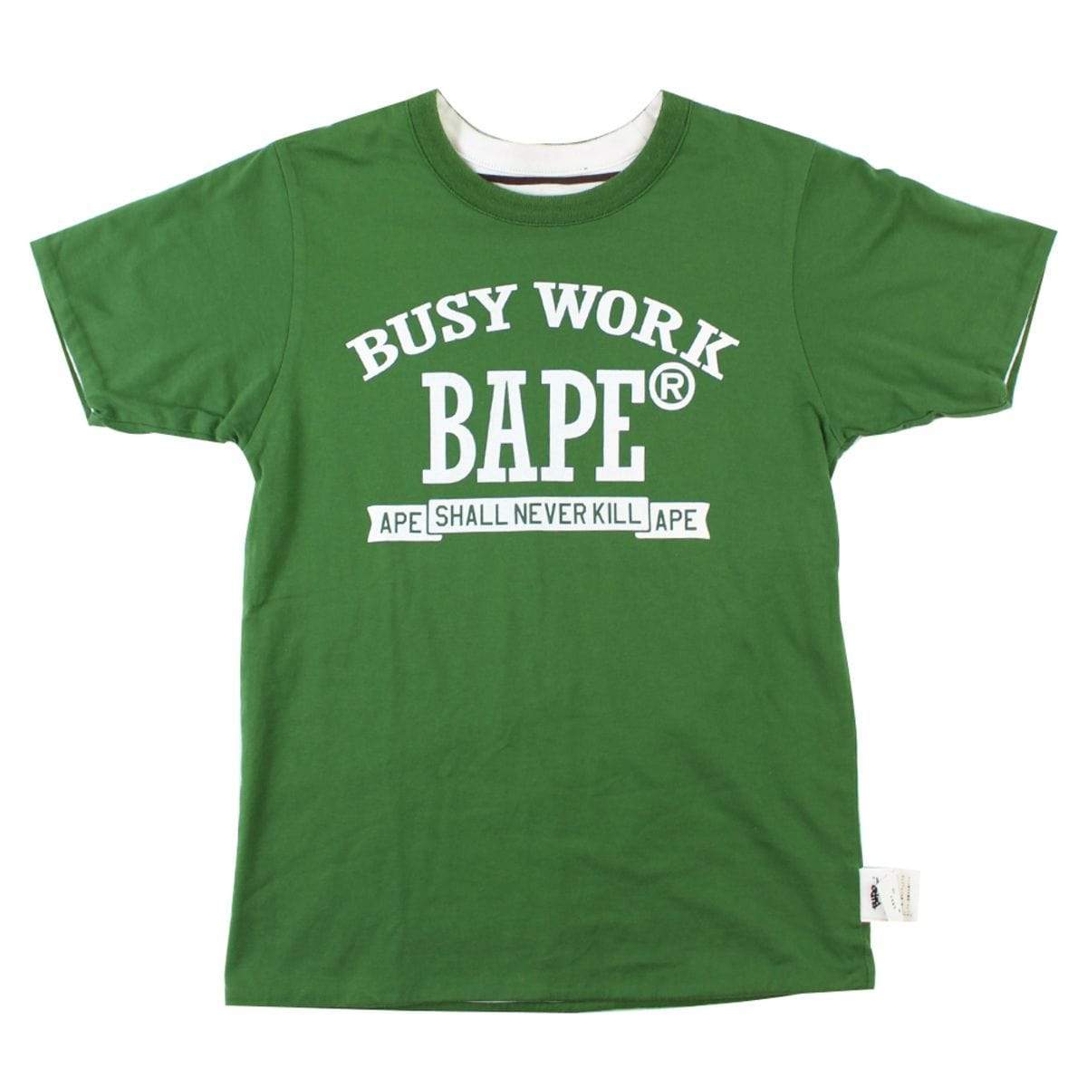 Bape Busy Works Reversible stripe Tee Green - SaruGeneral