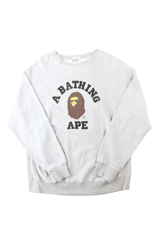 Pull ras du cou Bape Original College Logo Gris