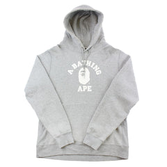 Bape College Logo Pullover Hoodie Grey