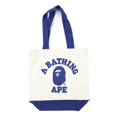 Sac fourre-tout Bape College Logo bleu marine crème