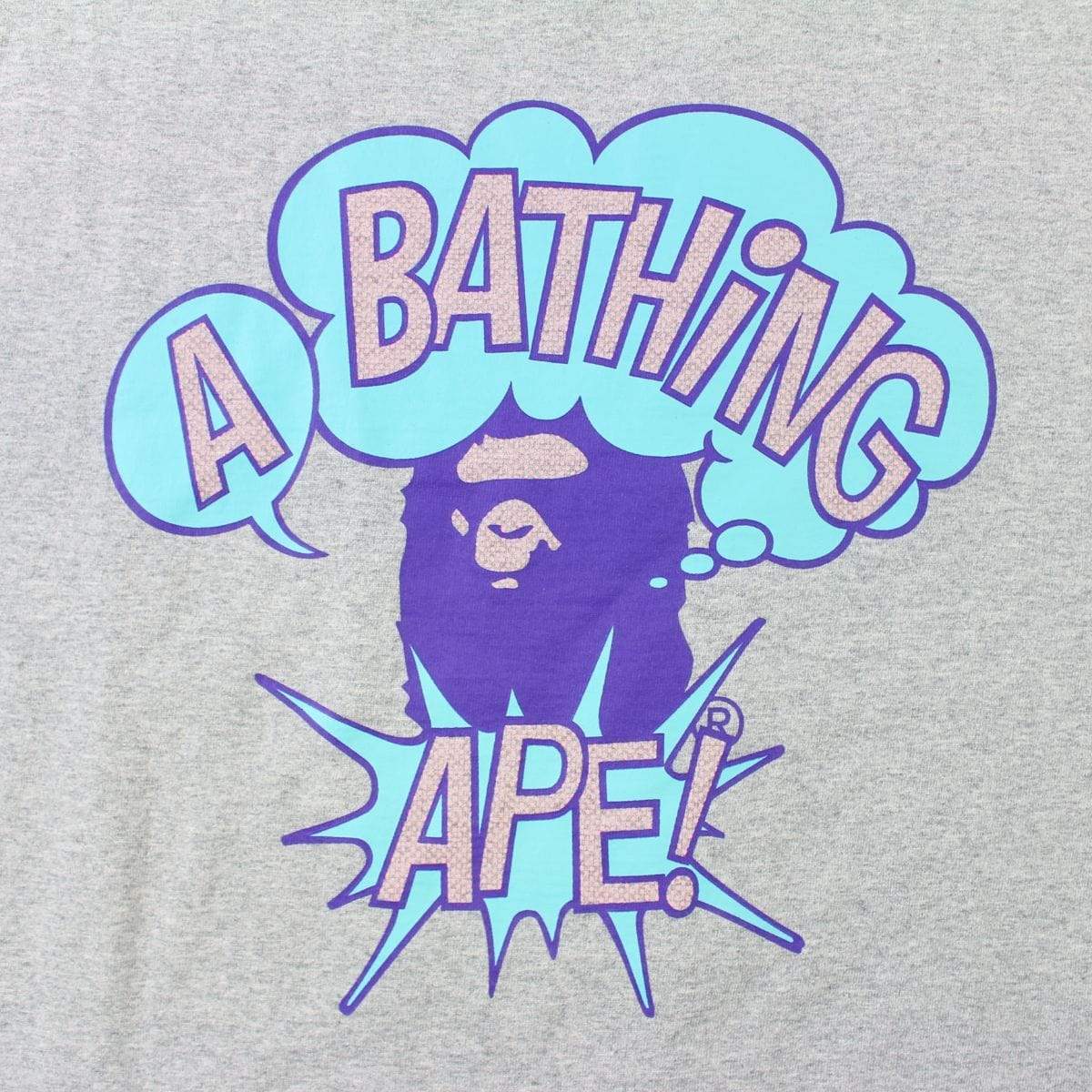 Bape teal purple Comic College Logo Tee Grey - SaruGeneral