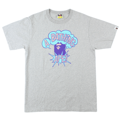 Bape teal purple Comic College Logo Tee Grey