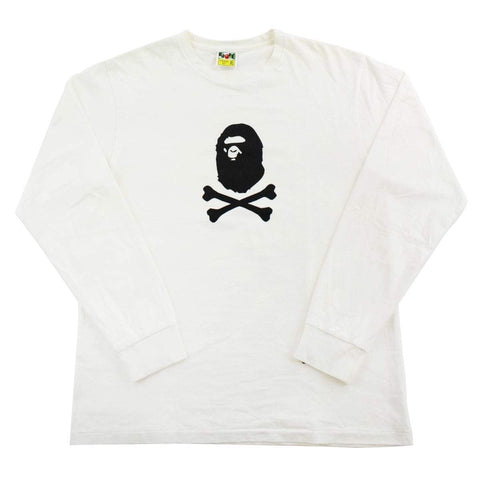 T-shirt à manches longues Bape Crossbones Big Ape avec logo blanc