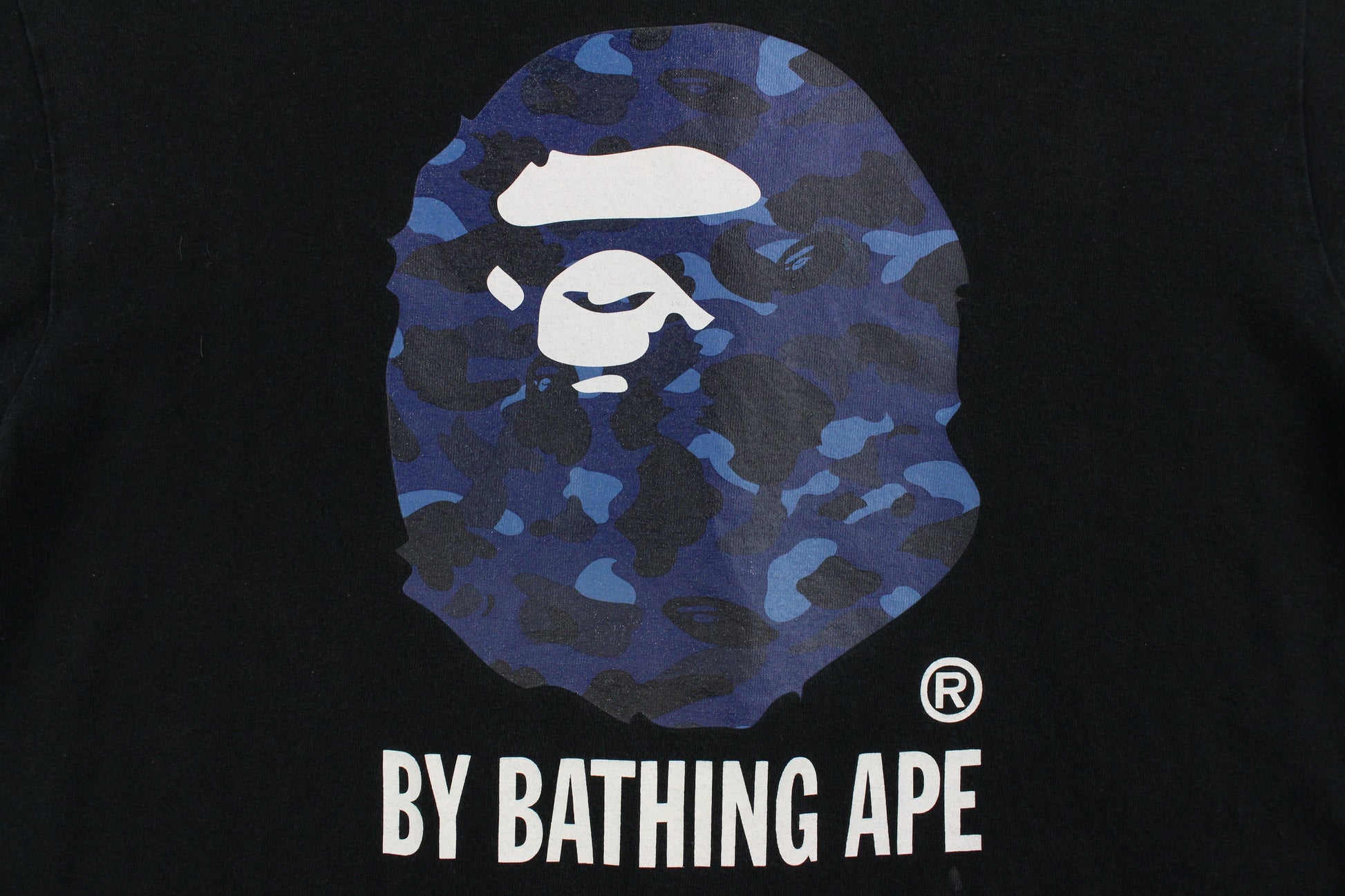 Bape Dark Blue Camo Big Ape Logo Tee Black - SaruGeneral