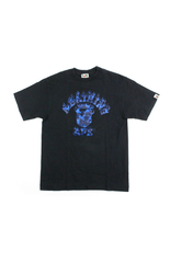 Bape Dark flame Blue Camo College Logo Tee Black