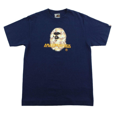 T-shirt Bape Desert Camo Angry Face Big Ape bleu marine
