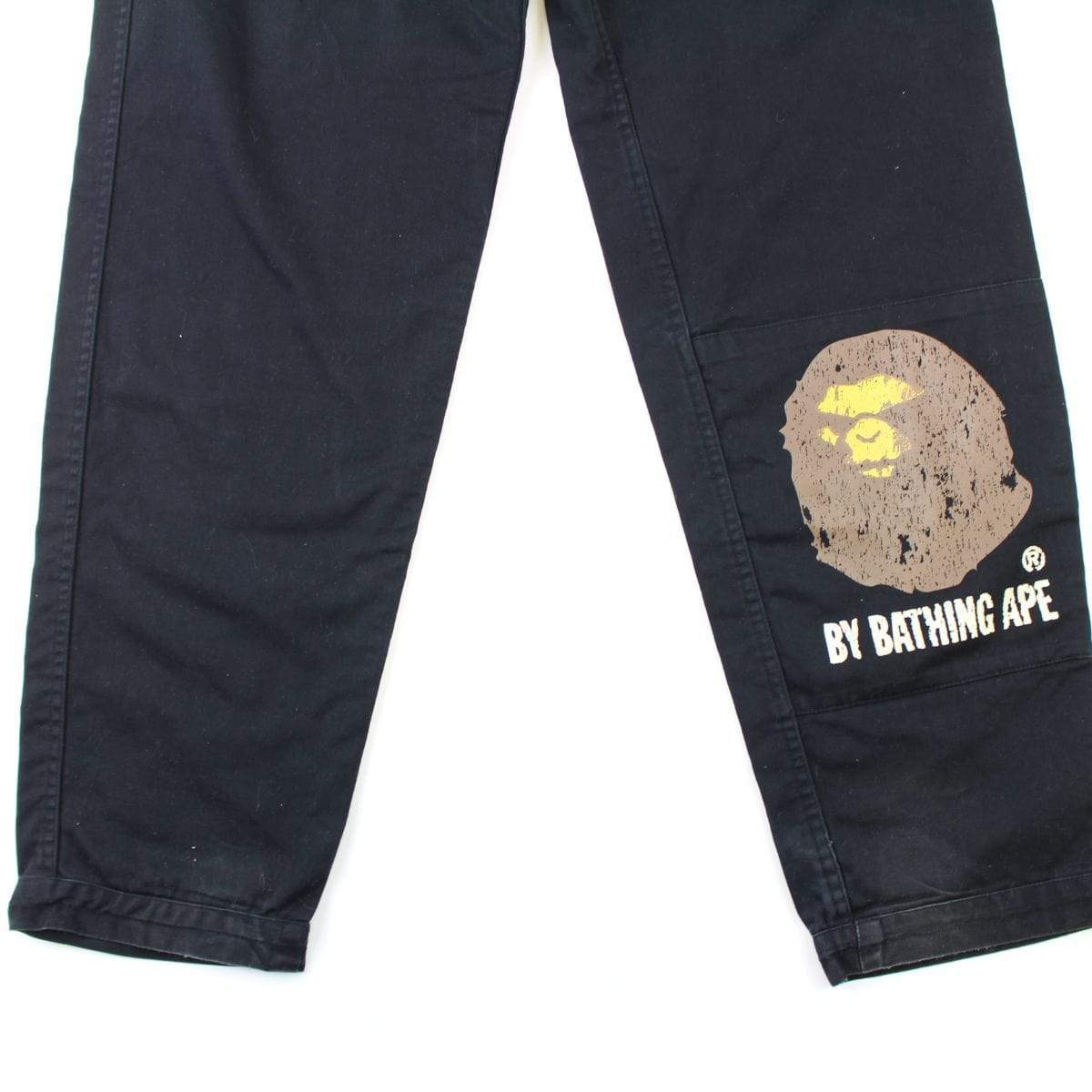 Bape Distressed Ape Logo Pants Black - SaruGeneral