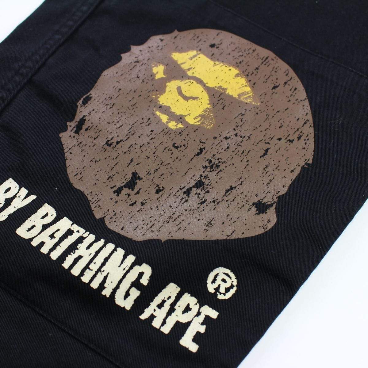 Bape Distressed Ape Logo Pants Black - SaruGeneral