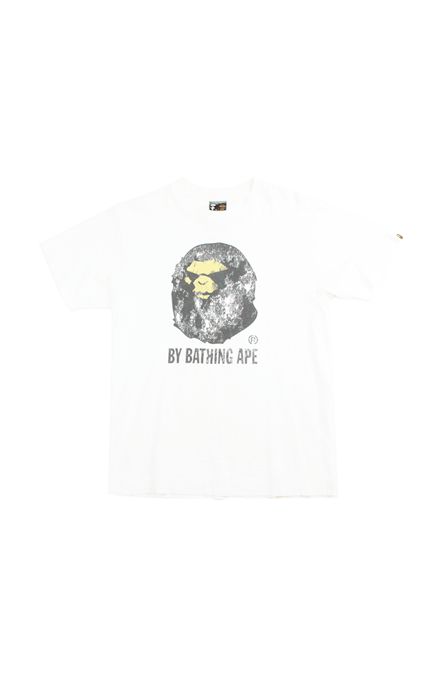 Bape Distressed Big Ape Angry Face Logo Tee White - SaruGeneral