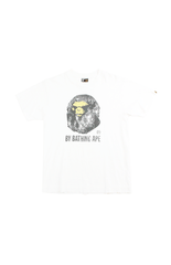 T-shirt Bape Distressed Big Ape Angry Face Logo Blanc