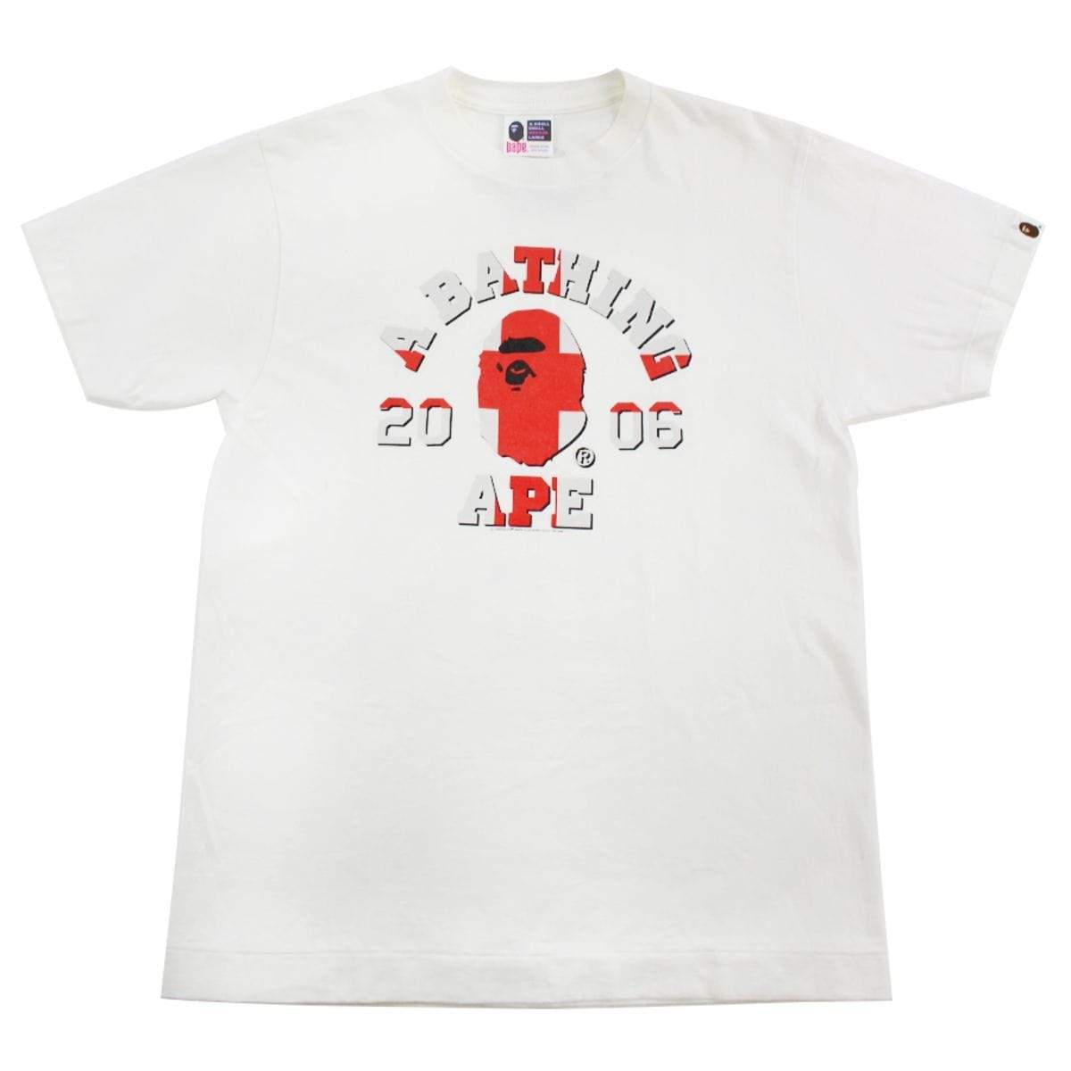Bape England Flag College Logo Tee White - SaruGeneral