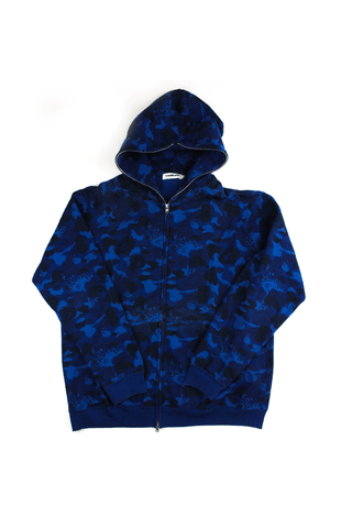Sweat à capuche zippé Bape Flame Blue Camo