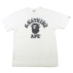 Bape Black Flame College Logo Tee White