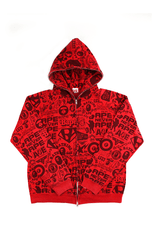 Sweat à capuche zippé imprimé Generals de Bape, rouge