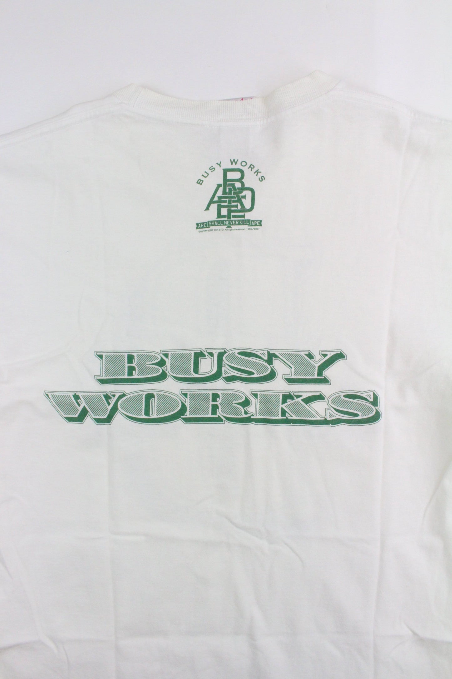 Bape Green busy works 3D Text Tee White - SaruGeneral