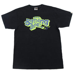 Bape Green & Blue Music Notes Text Tee Black