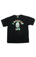 Bape Green Brown College Logo Tee Black