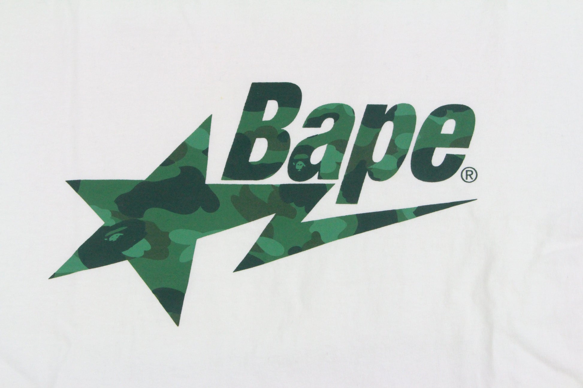 Bape Green Camo Bape Star Logo Tee White - SaruGeneral
