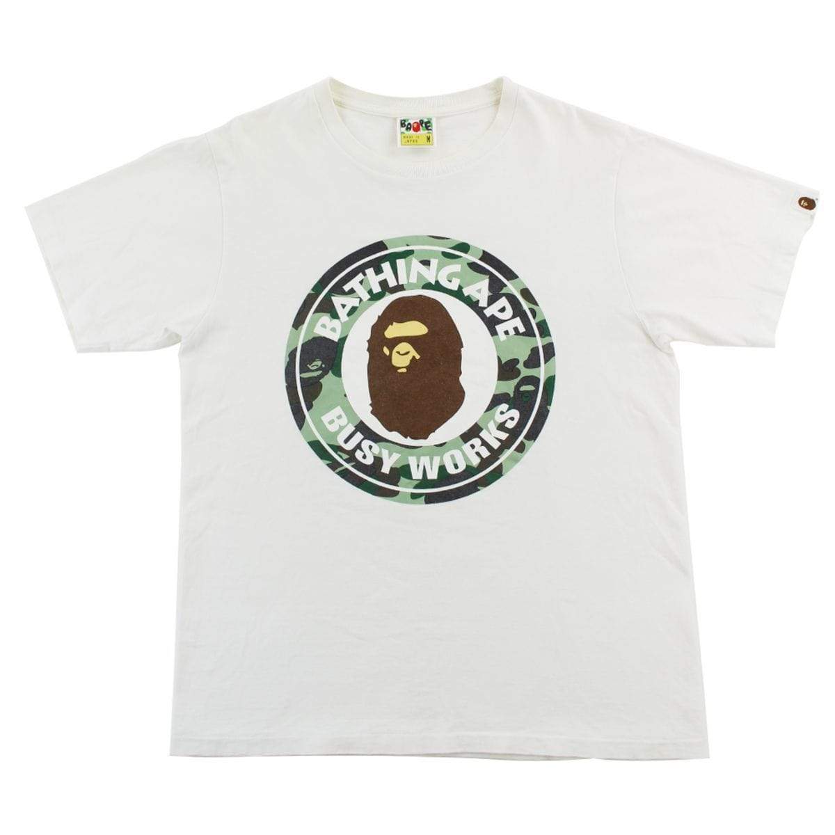Bape Green Camo Busy Works Circle Tee White - SaruGeneral