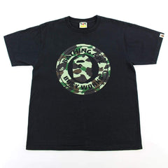 Bape Green Camo Busy Works Logo Tee Black