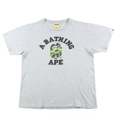 T-shirt Bape Green Camo College Logo Gris