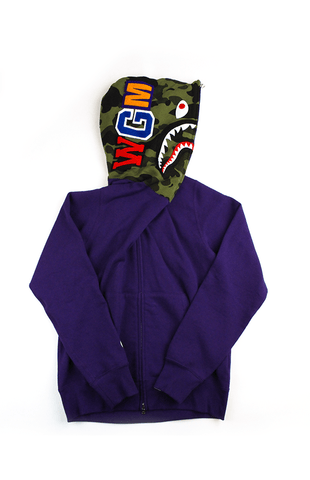 Sweat à capuche Bape Green Camo Shark violet