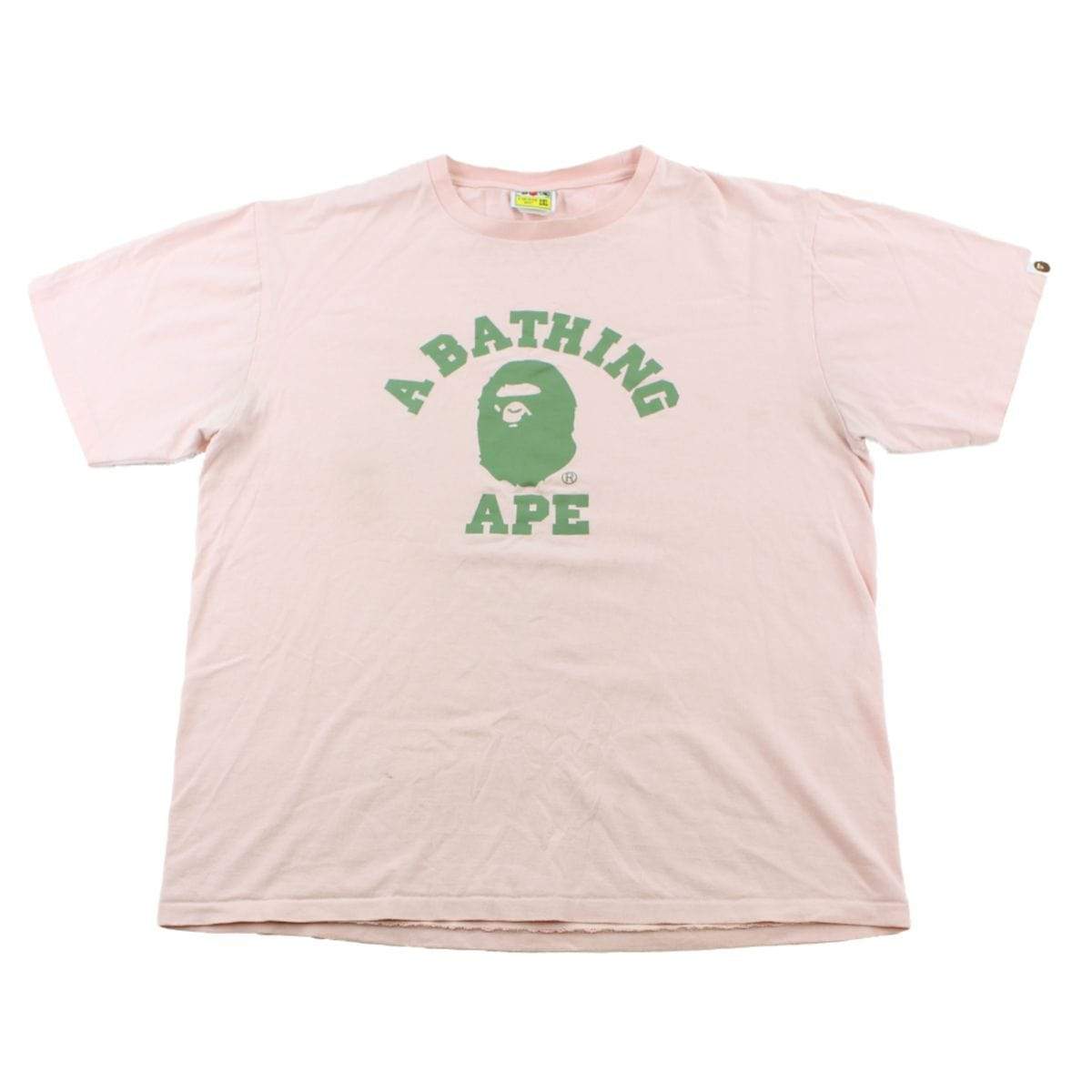 Bape Green College Logo Tee Pink - SaruGeneral