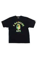 T-shirt Bape Green Duck Camo College Logo Noir