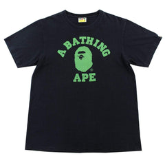 Bape Green Glitter College Logo Tee Black