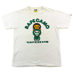 T-shirt Bape Green Milo Camo Baby Milo blanc
