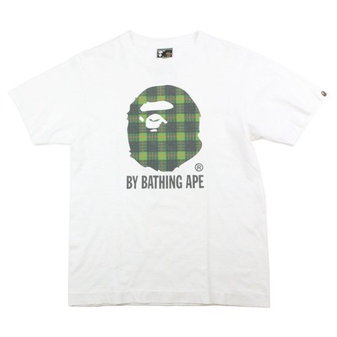 T-shirt Bape à carreaux verts et logo Big Ape blanc