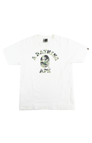 T-shirt Bape Green Psyche Camo College Logo Blanc