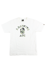Bape Green Psyche Camo College Logo Tee White