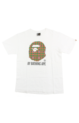 T-shirt Bape à carreaux vert et rouge avec logo Big Ape blanc
